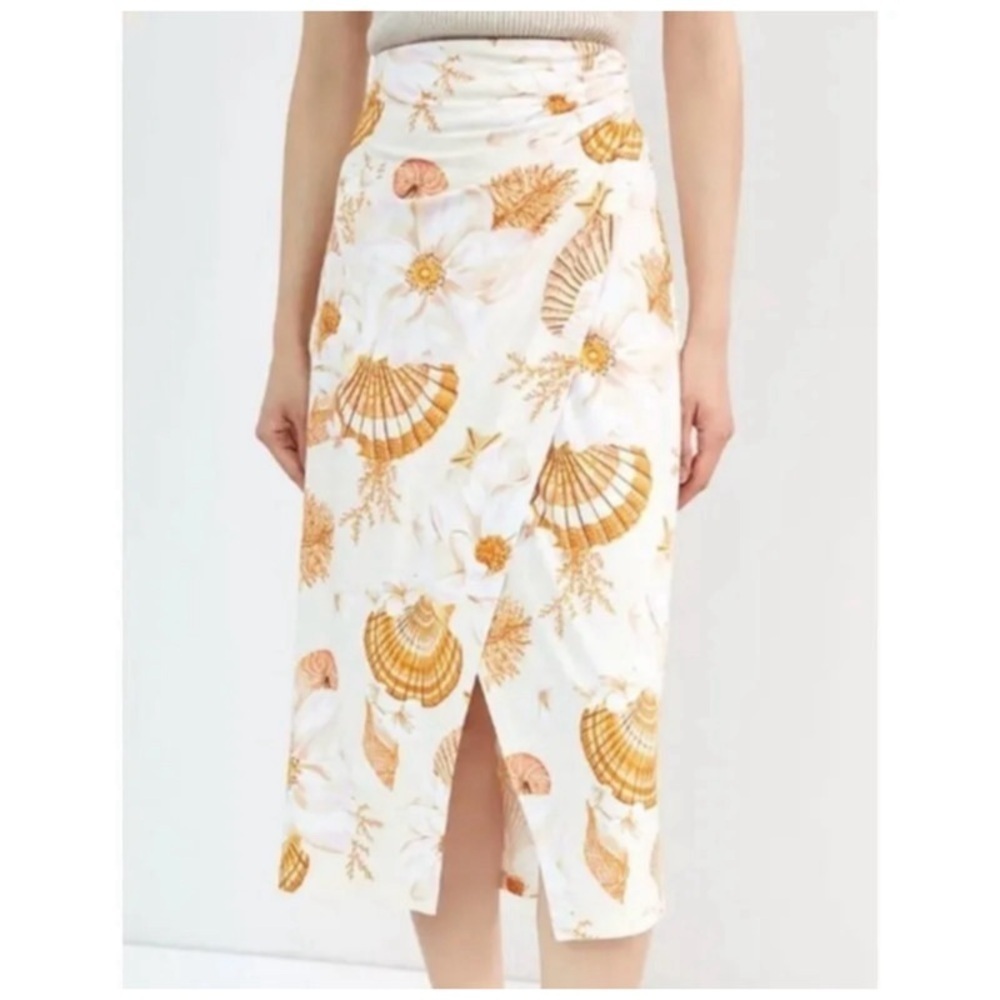 NEW ANTHROPOLOGIE FARM RIO Faux-Wrap White Getaway Midi Skirt